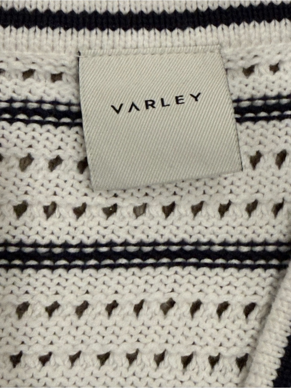 Varley Cream & Navy Striped Openwork Cardigan - Picture 4 of 8